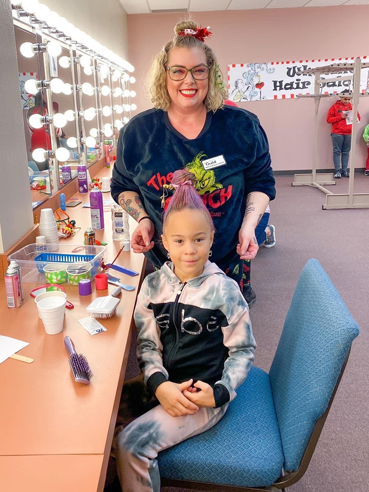 Photo of mom and daughter dressing for Whoville