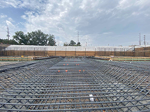 Rebar in a pattern above ground