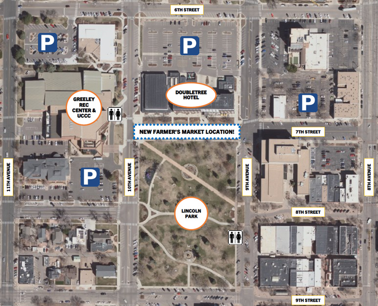 Greeley Farmers Market new location map