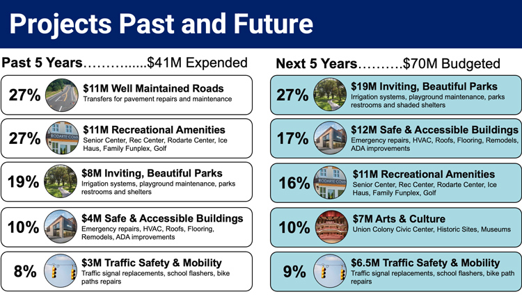 Graphic displaying information about projects for the food tax program