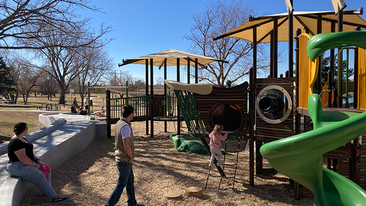 Kids playing on the Sanborn Park playground