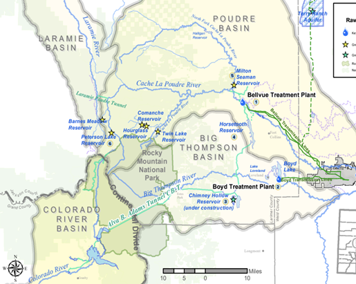 Map of Greeley's water sources